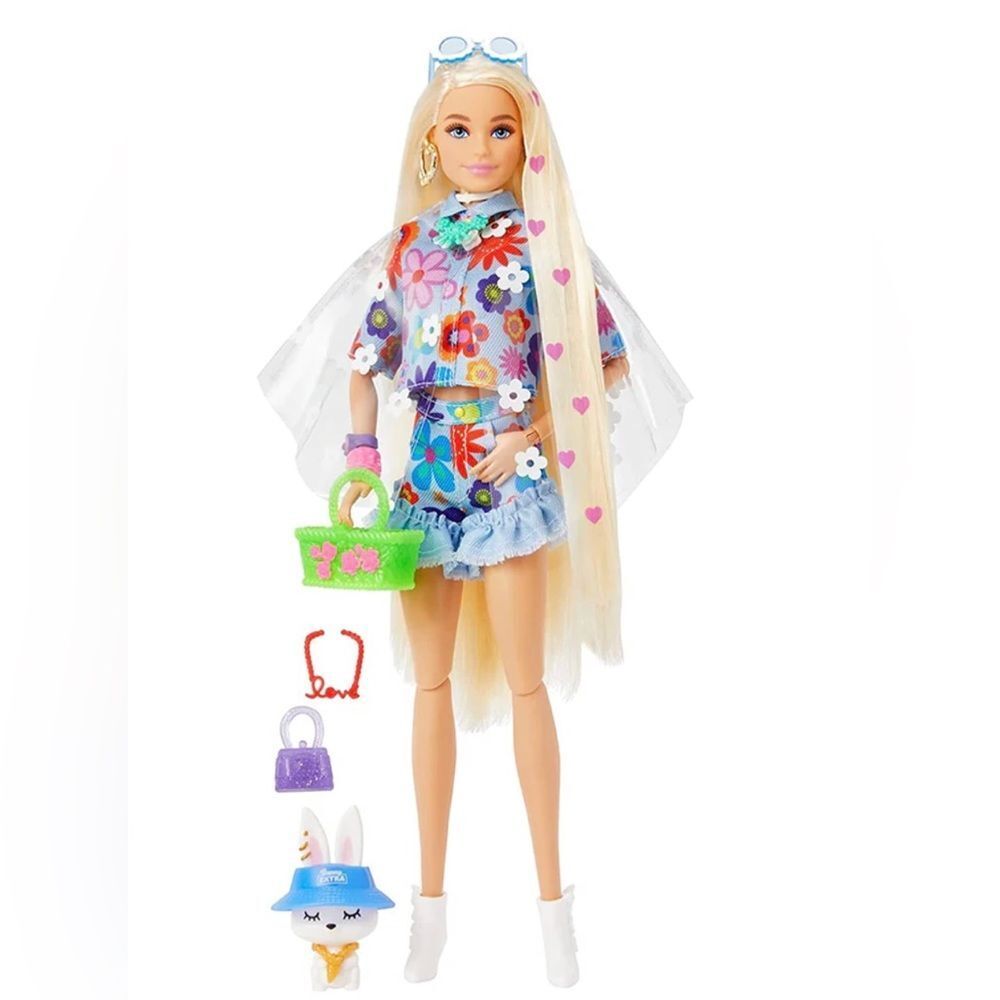 Barbie Extra Doll with Pet Bunny 🐰🌼💖